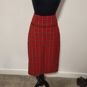 Red checkered pencil skirt